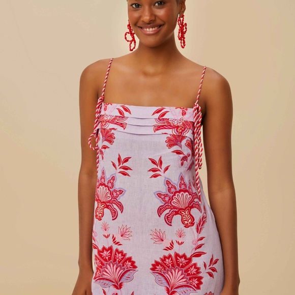 FARM Rio Lilac Porcelain Garden Euroflax™ Premium Linen Mini Dress Size SPORCELA - Picture 2 of 3